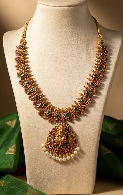 Goddess Lakshmi Temple Guttapusalu Necklace Set